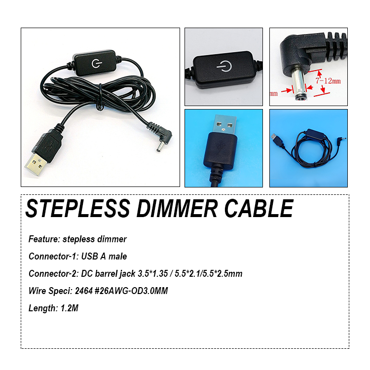 USB to DC Jack Stepless Dimmer for LED Light Strip