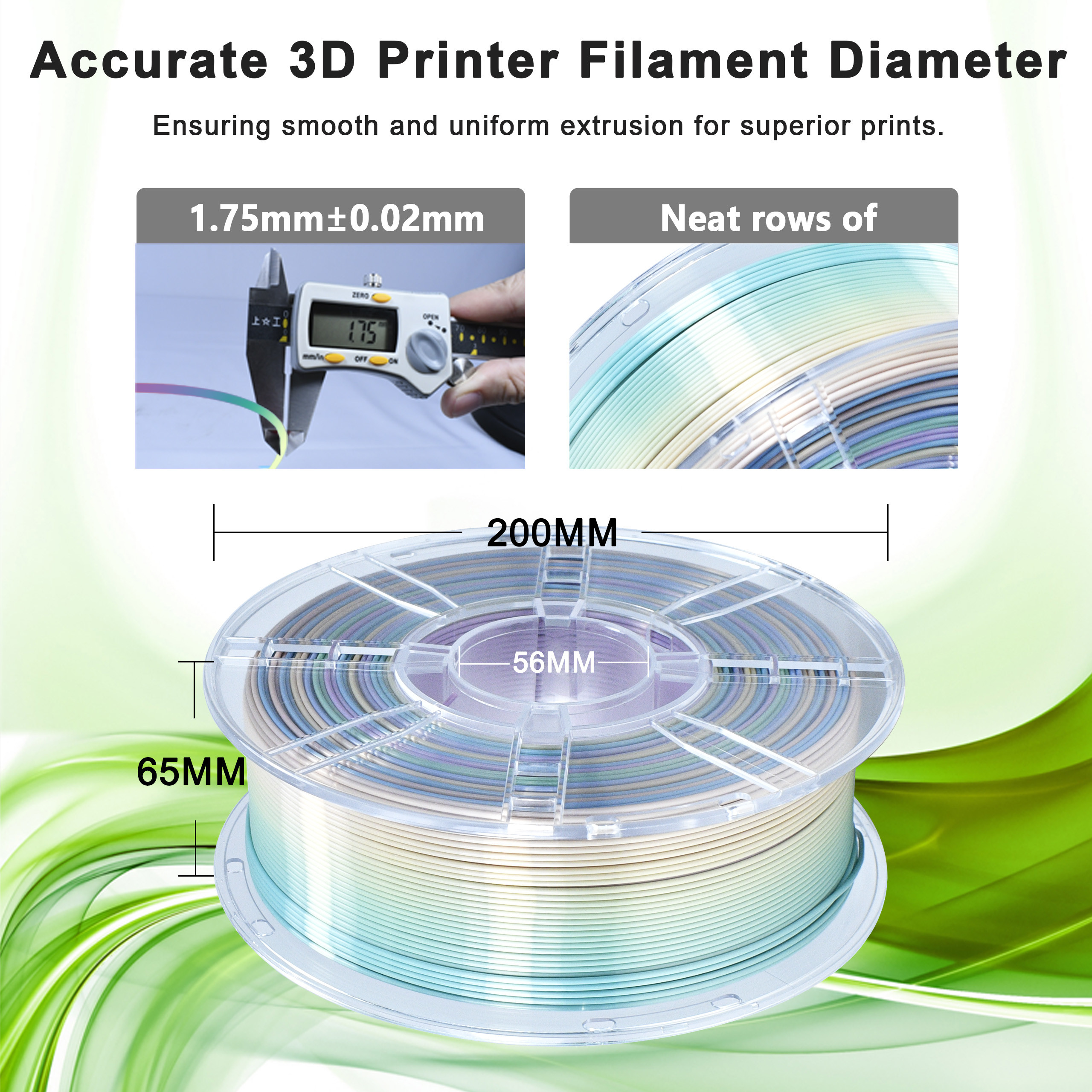 1.75mm 3d Printing Filament PLA Toughness Enhanced Silk Rainbow Mini Color 3D Printer