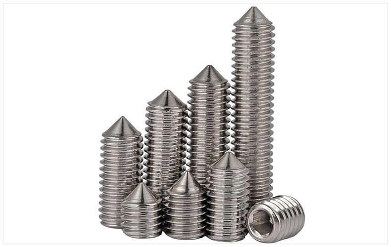 18-8 Stainless Steel Hexagon Socket Set Screw with Cone Point DIN914 Headless Screws