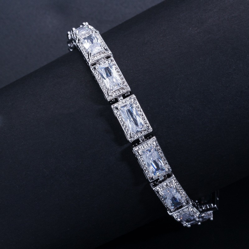 White Gold Color Luxury Bridal CZ Crystal Necklace and Earring Sets Big Wedding Jewelry Sets For Brides