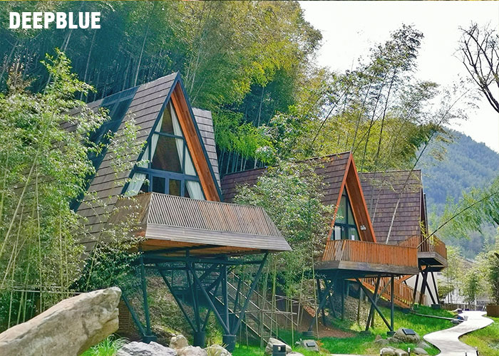 Prefab House Kits , Modern Light Steel Frame Bungalow，Holiday resort triangle house, mobile house,wooden house