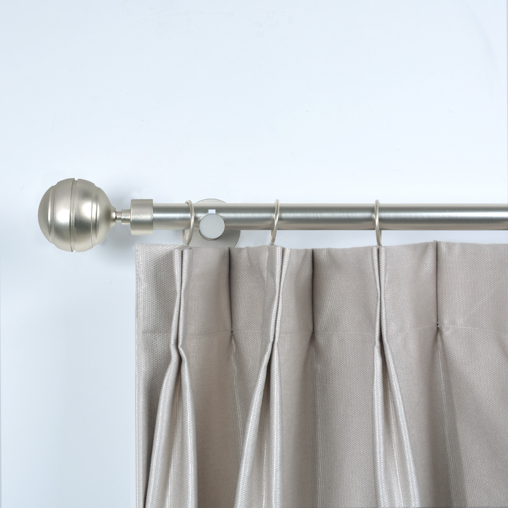 Matte Nickel Ribbed Ball Finial 25mm Pipe Curtain Rods For Window Decoration