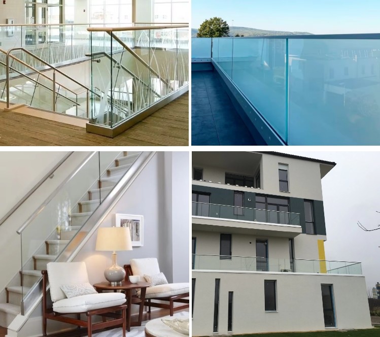 Position Deck Railings Handrails for Resort Apartment Aluminum Glass U Channel Glass Fence Balustrade Railing Position