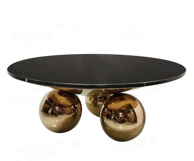 Gold Plated Feet round 36'' Restaurant Marble Table For Hotel