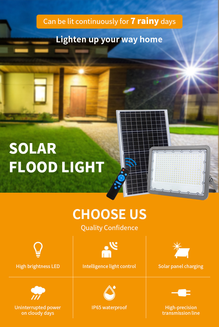 LED Solar Panel Flood Light 100Watt 200Watt 300Watt Outdoor Landscape Projector Lamp