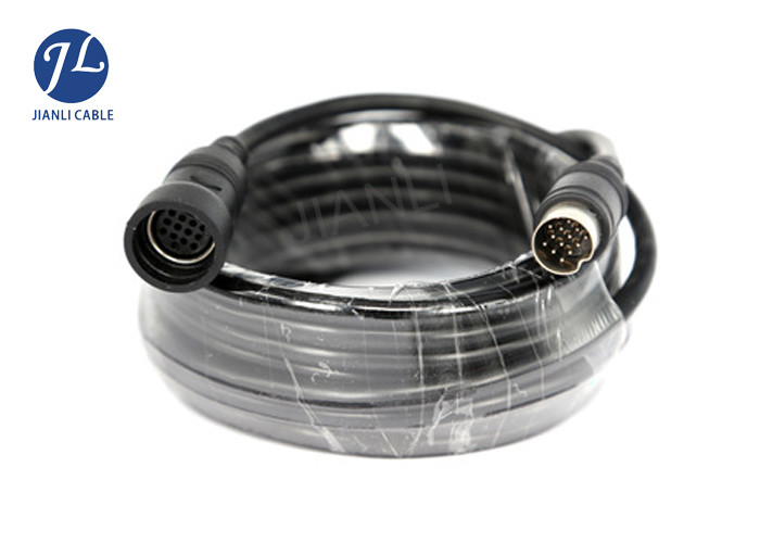 Black Plastic 13 Pin Din Cable , Waterproof DIN Amplifier Cable