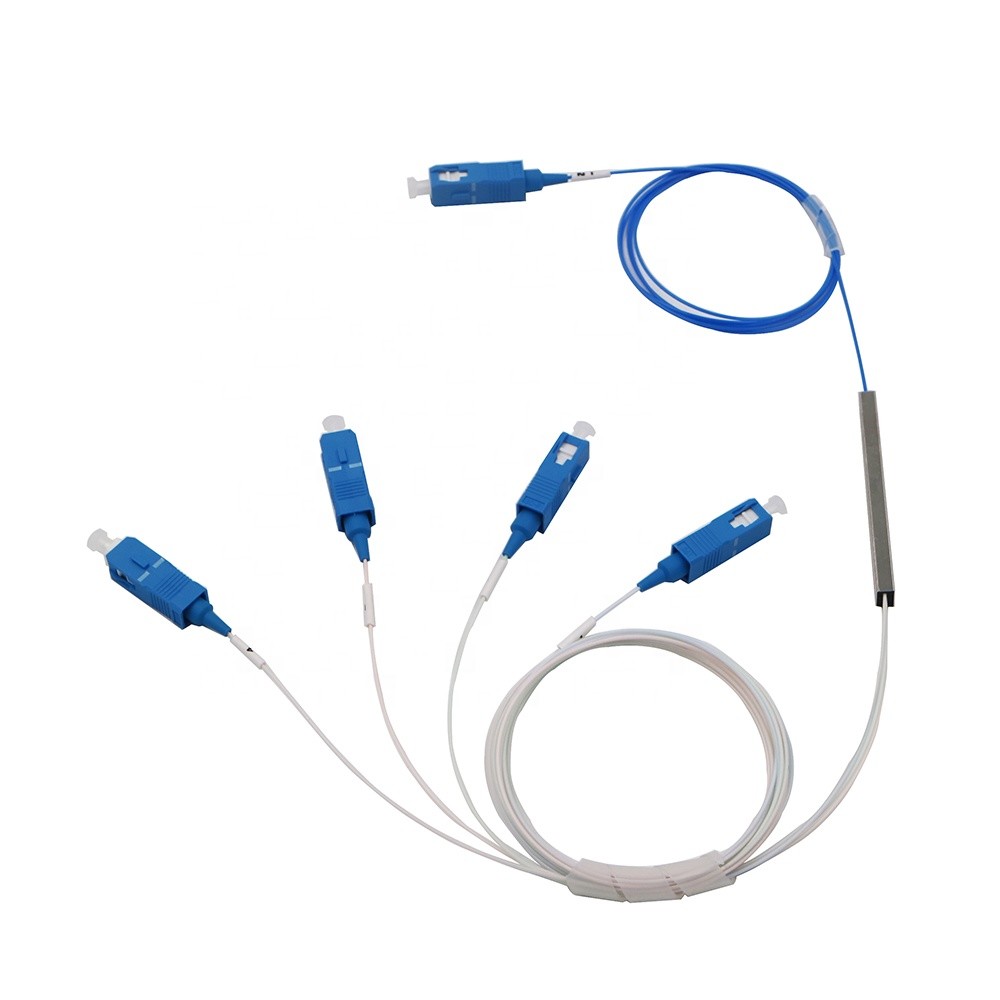 SC UPS 1x4 Fiber Optic Splitter For FTTH Solution 0.9mm cable