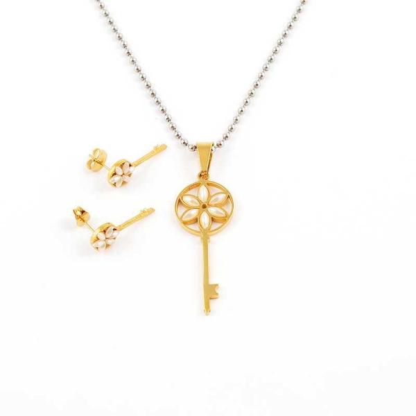 South American Fashion Stainless Steel Earrings With Matched Pendant Necklace