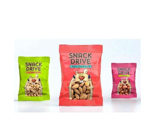 Snack Food Package Custom Logo Printing Nuts Plastic Zipper Packaging Bag With Tear Notch