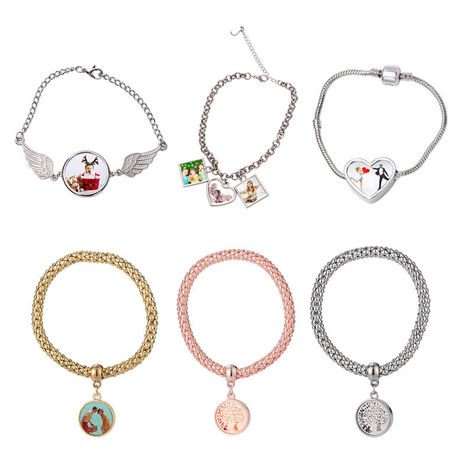 Ins Style Sublimation Diamond Bracelet With Metal Insert Custom Hand Chain For Sublimation Heat Transfer Printing