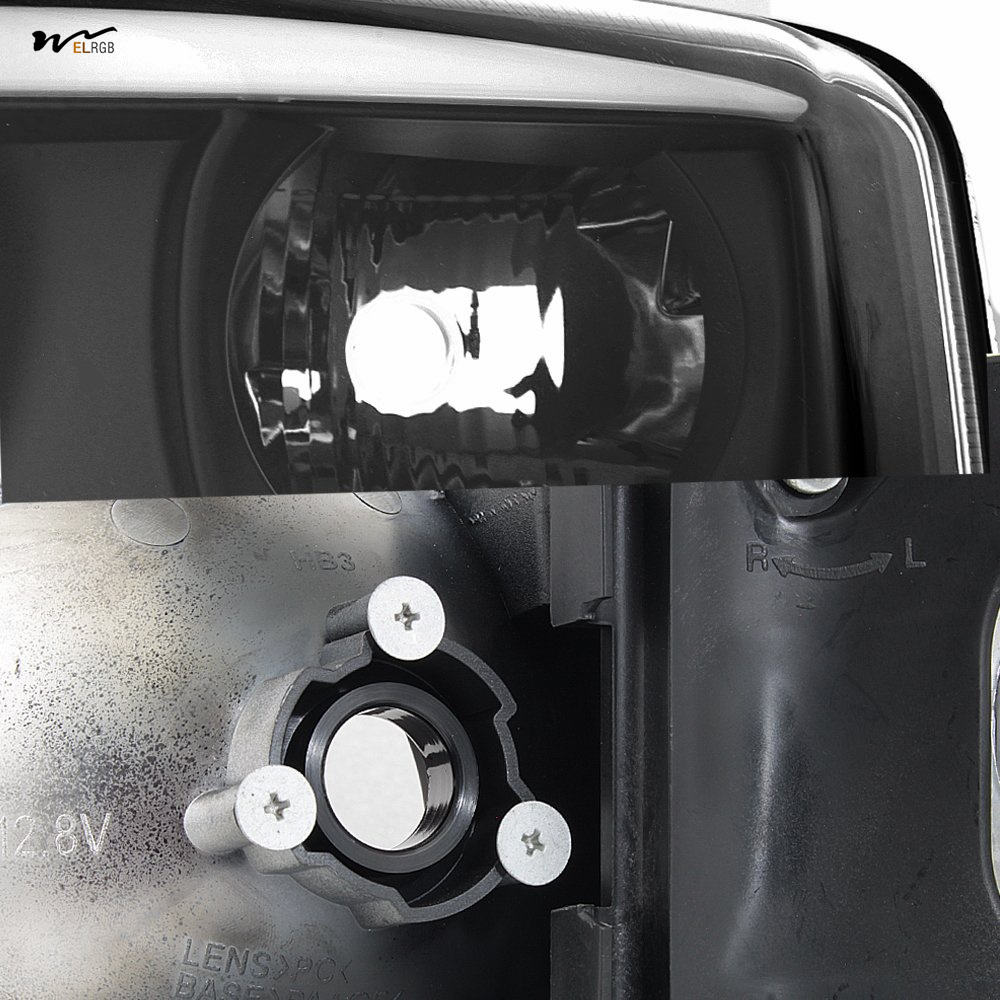 Waterproof Black LED Tube Projector Headlights Driver Passenger Side Pair Head Lights