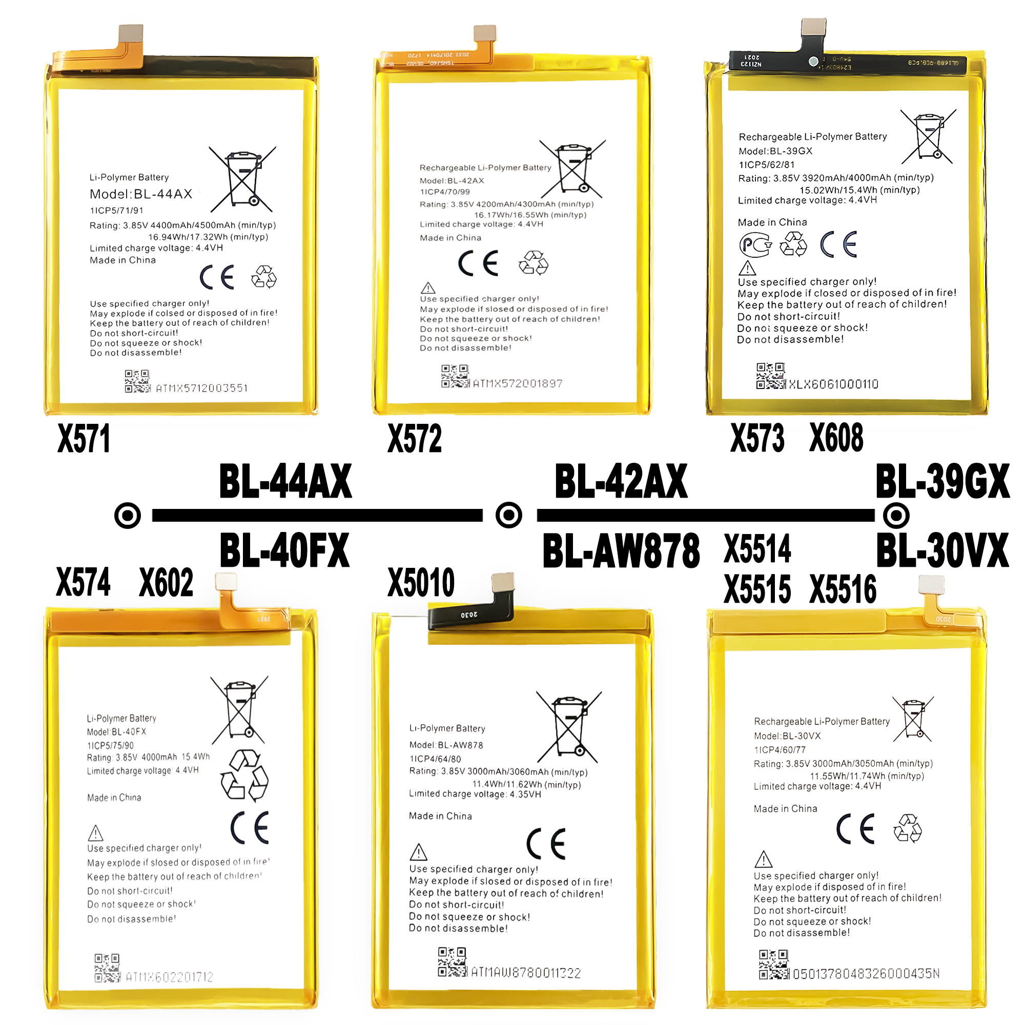 Yellow Infinix X652 X653 X659 X660 X690 X693 X680 X688 X689 X687 X682 X683 X692 X695 X612 Batteries for Infinix Gadgets