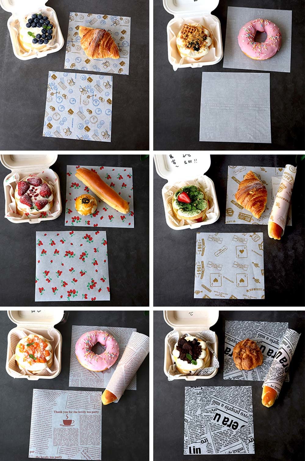 Custom Logo Printed Greaseproof Paper Wood Pulp Bread Packaging