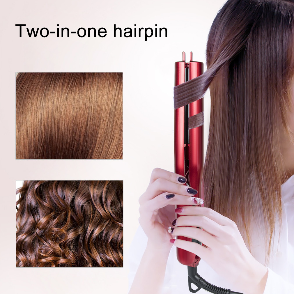 PTC Heating 2 In 1 Ceramic Curling And Straightening Iron Professional