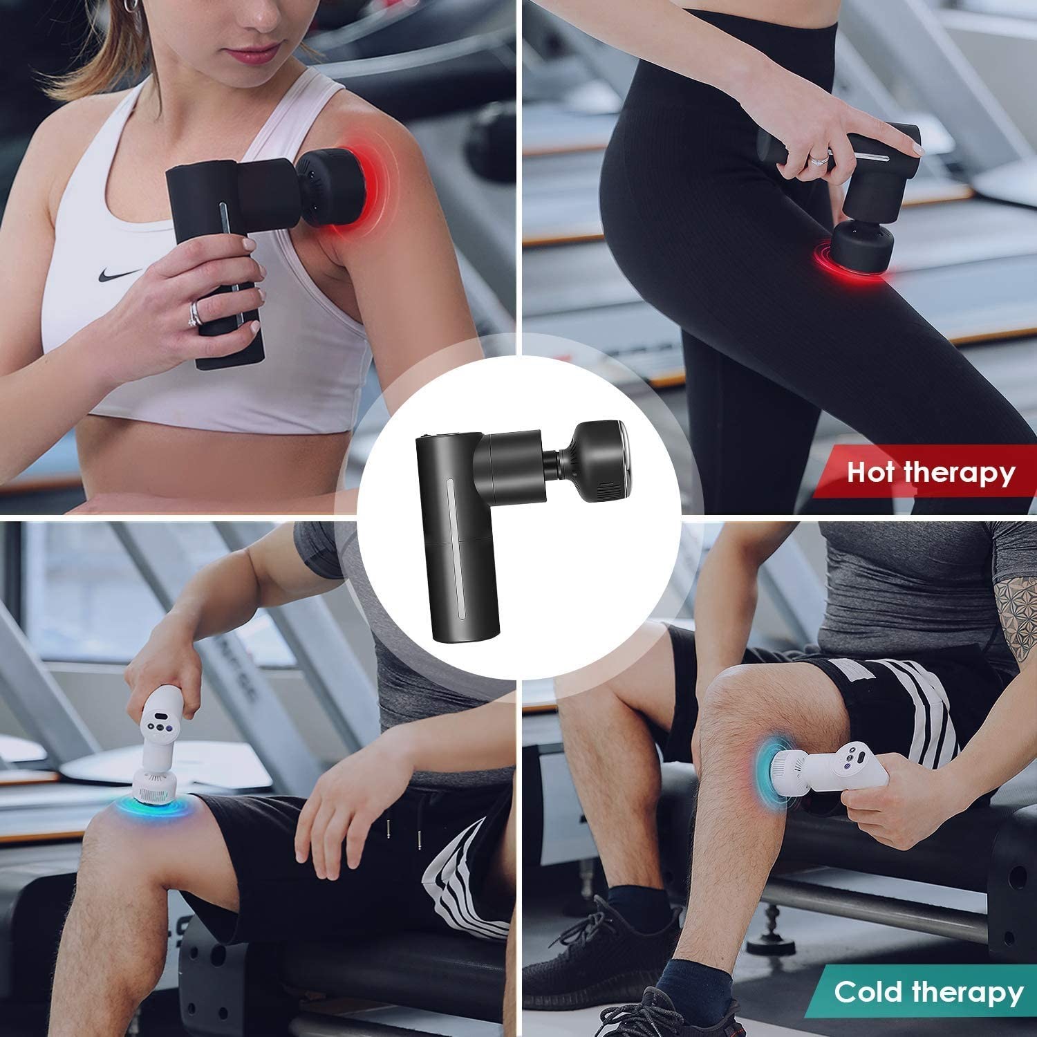 Cold Hot Pocket Rechargeable Massager Gun Muscle Recovery 2400mAh