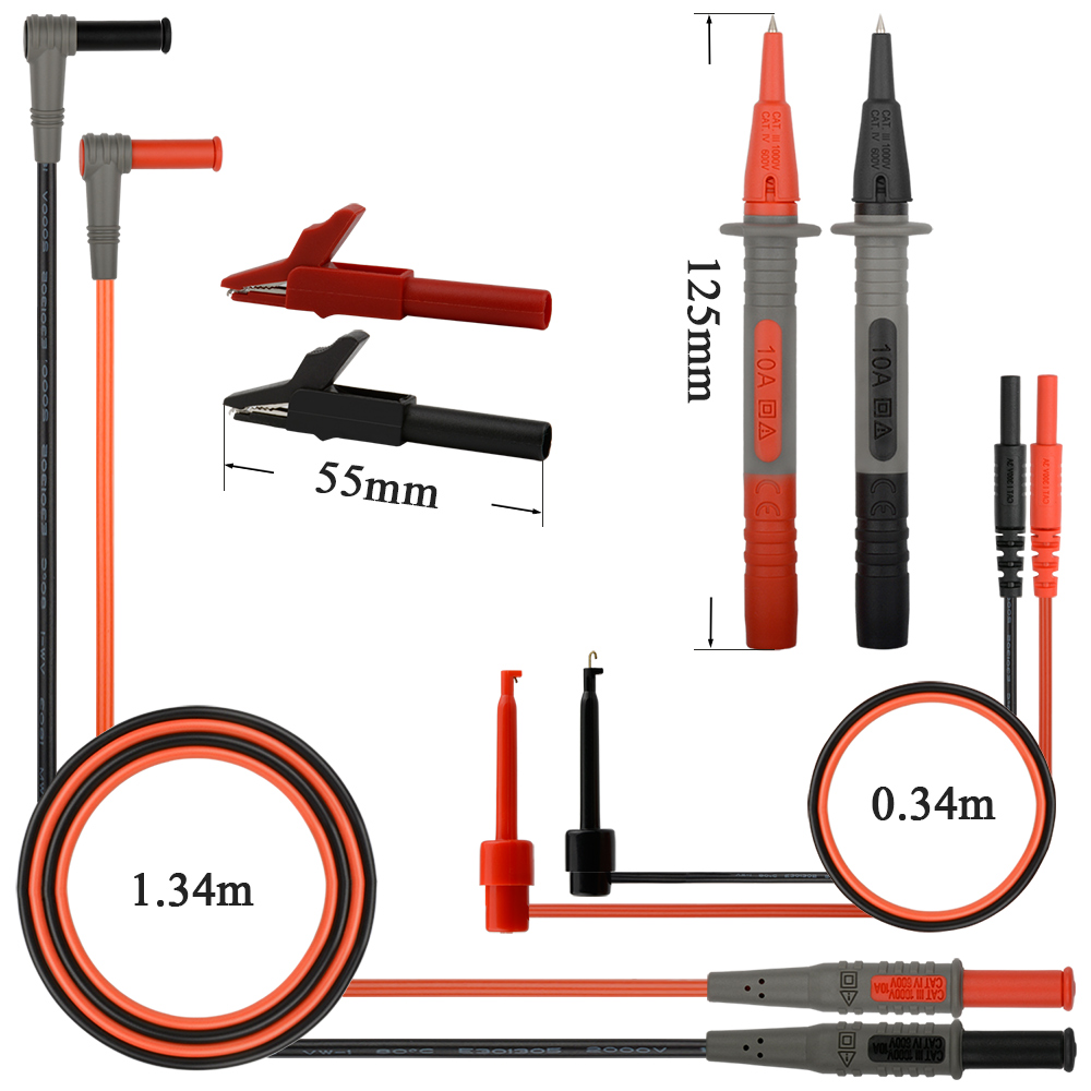 J A E Multimeter Test Leads PVC Red Black 300v 3A 15A 1.34m