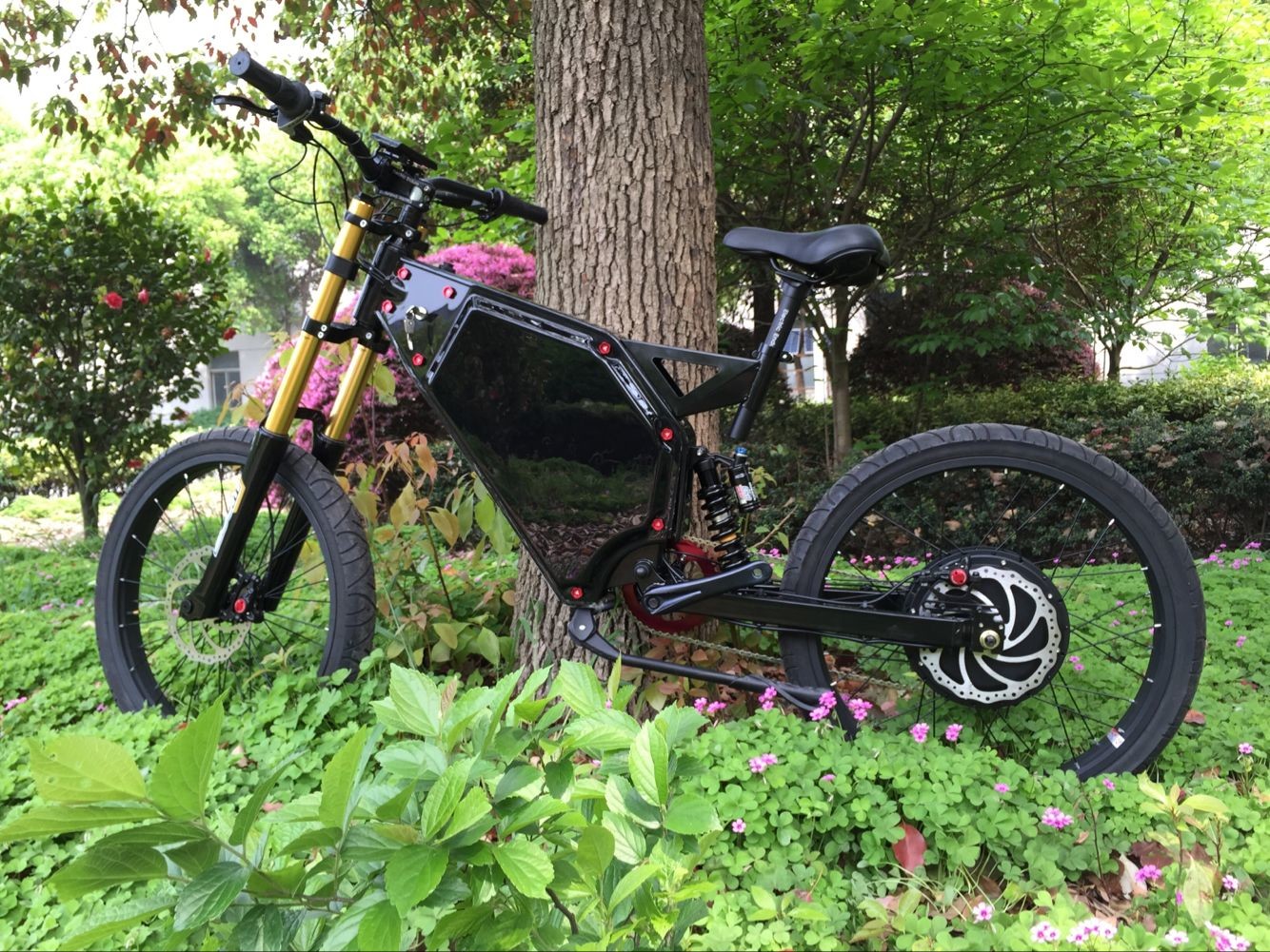 Long Range Full Suspension Motorized Mountain Bike With Carbon Steel Frame