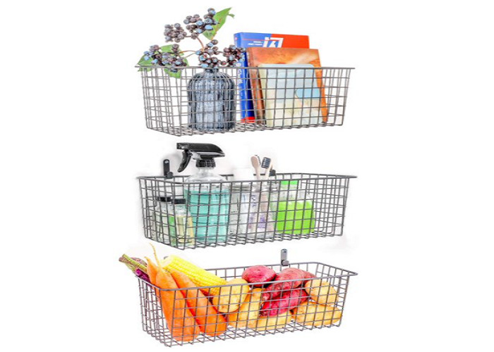 500mm Length 300mm Width Wall Mounted Wire Storage Baskets For Kitchen