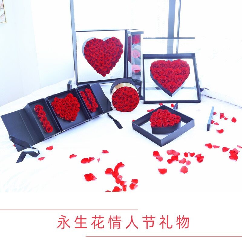 Wholesale Valentine Gifts preserved flower box logo preserved rose in acrylic gift box