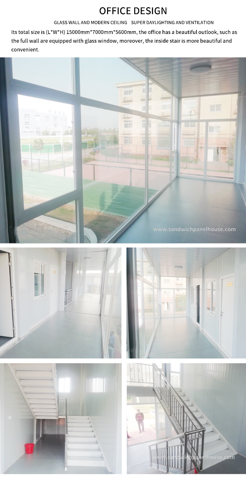 Construction Site Prefab Modular Container Office With Glass Wall