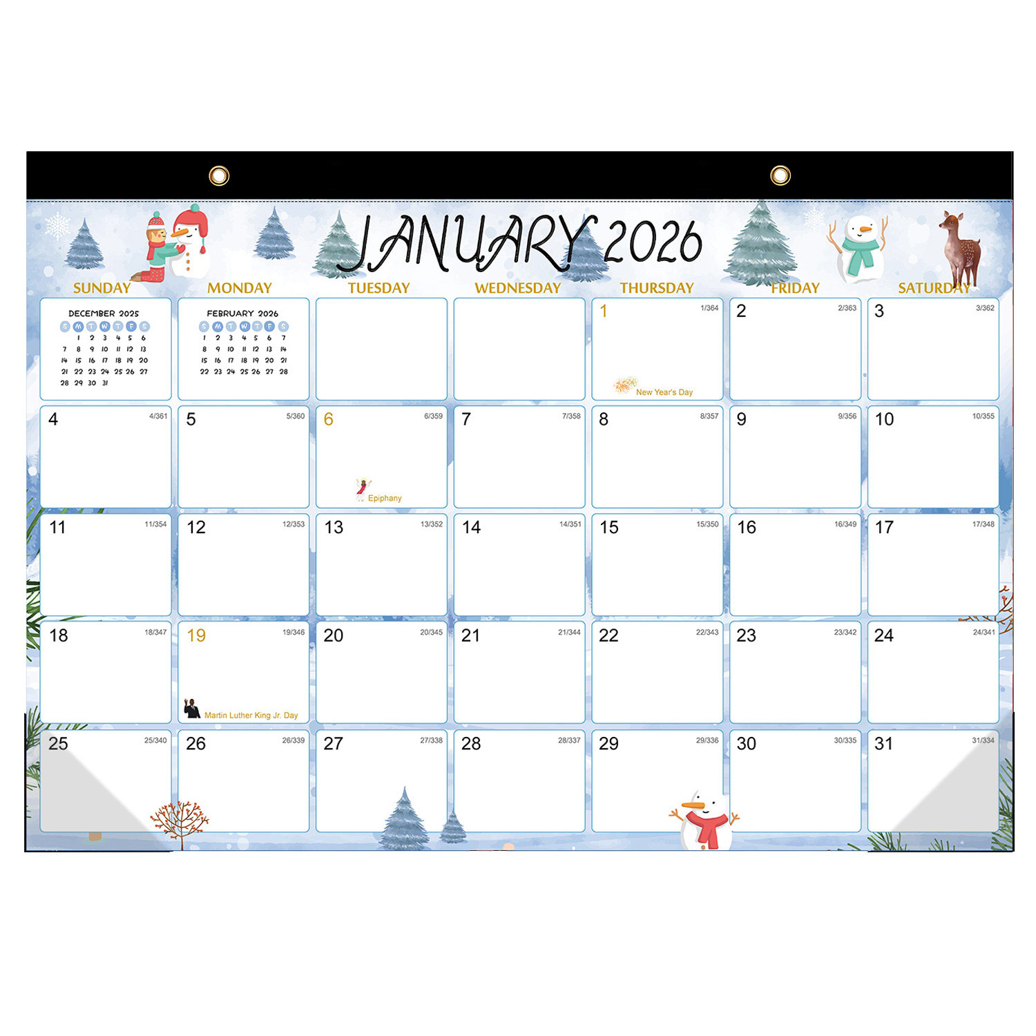 12 Photos Custom Wall Calendar with Glossy Paper Type and Major US Holidays Marked