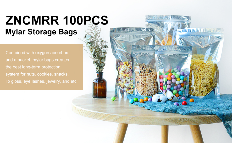Gloss Heat Seal Custom Mylar Bags Holographic Resealable Pouch With Window OEM
