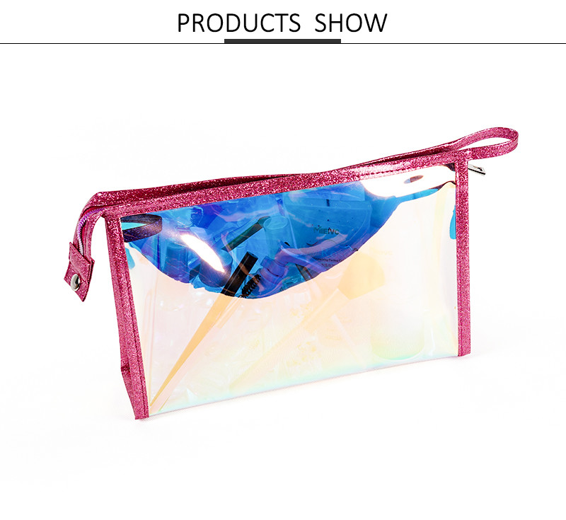 Laser Logo TPU Lady Travel Holographic Cosmetic Bag
