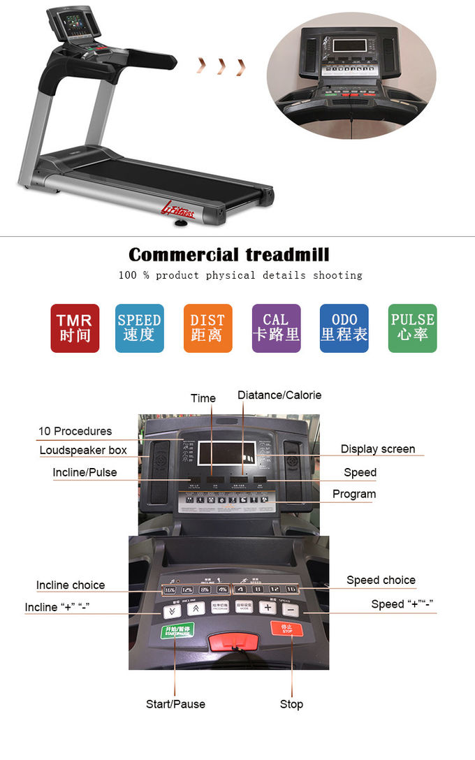Professional Commercial Gym Treadmill , Gym Exercise Running Machine Self Propelled