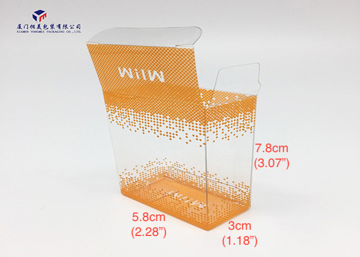 Rectangle PET Custom Printed Plastic Boxes Orange Color Size 5.8cm*3cm*7.8cm