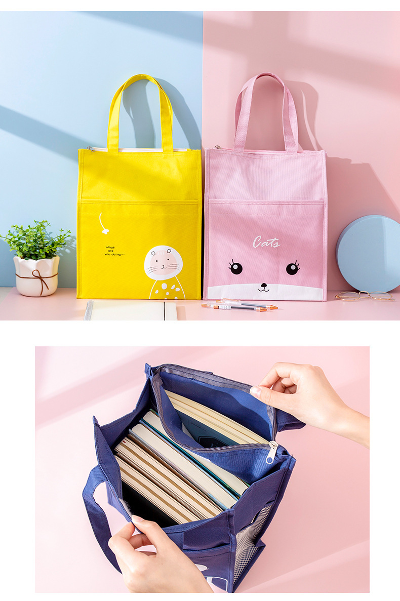 Custom Design Cartoon Review Bag Student Cloth Art Portable Study Bag Student Tutorial Bag Random Pattern