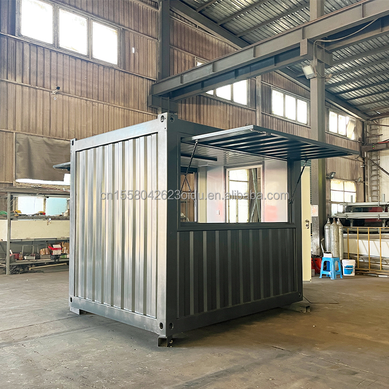 Outdoor Tiny Home 10ft Prefabricated Steel Sentry Box Container Guard House with 50/75/100mm Wave Sandwich Panel Wall