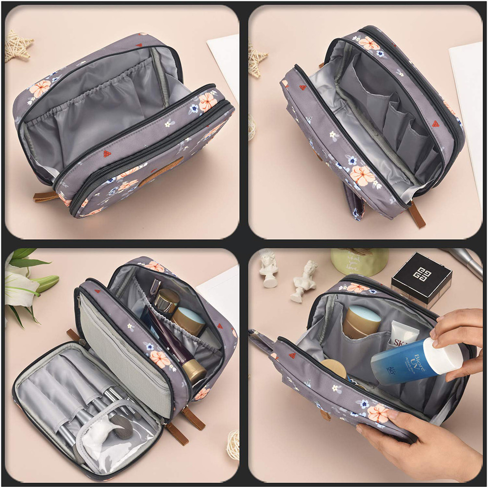Women Travel Double Zip Polyester Cosmetic Bag