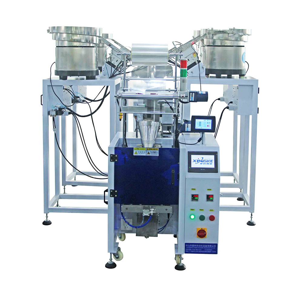 fastener nuts bolts multi-function automatic furniture screw counting packaging machines four vibrating feeder packing machine