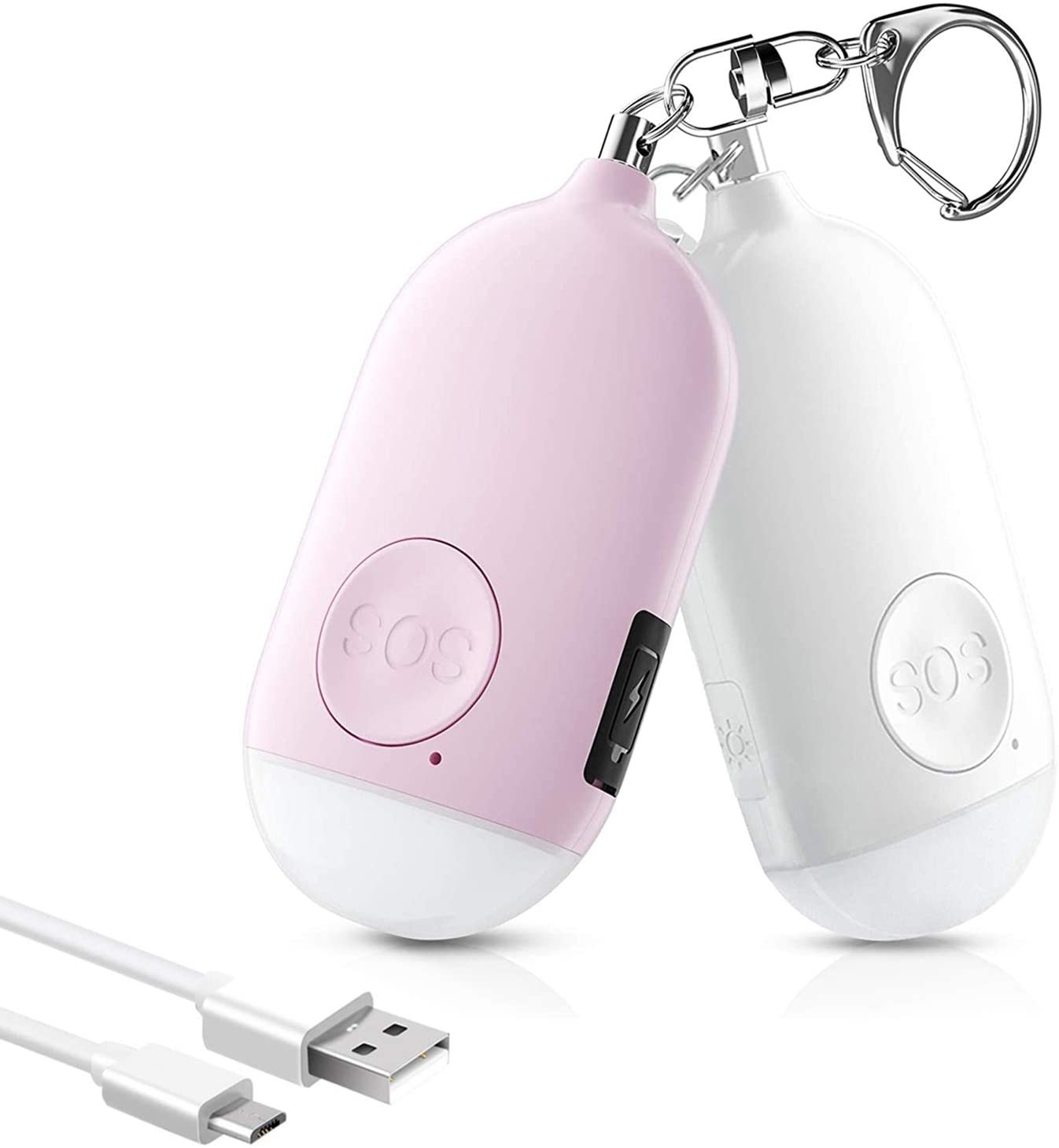130mAh 3.2 Ounces Personal Security Keychain Alarm With Flashlight USB Charging 72*38*18mm
