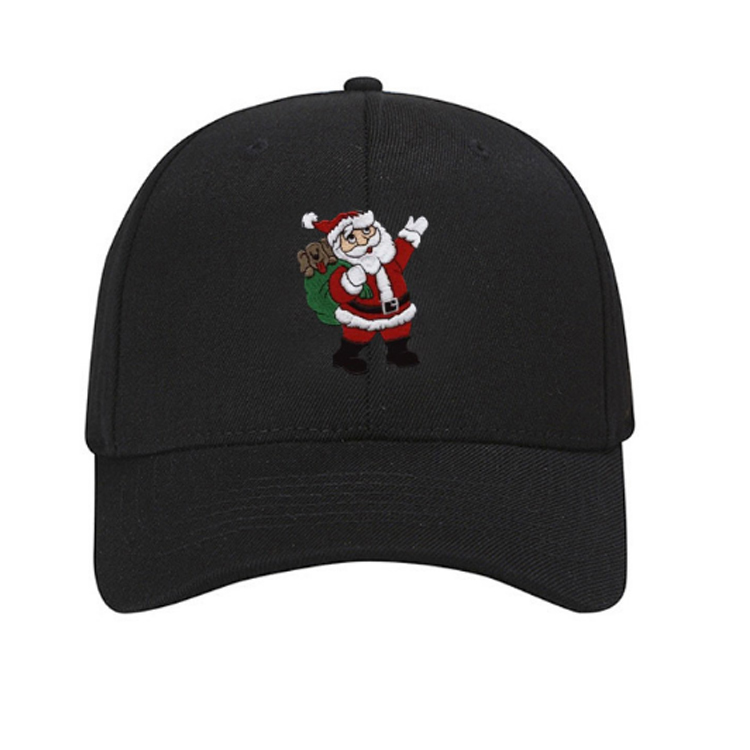 Santa Claus Cartoon Visor Brand Customization Embroidery Funny Merry Christmas Baseball Cap Black Baseball Cap
