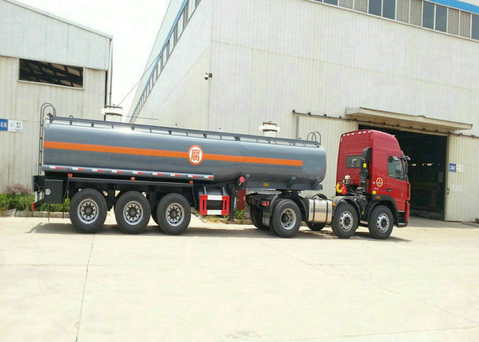 3 Axles Spring Suspension Chemical Tanker Truck For 33CBM Sodium Hypochlorite NaOCl