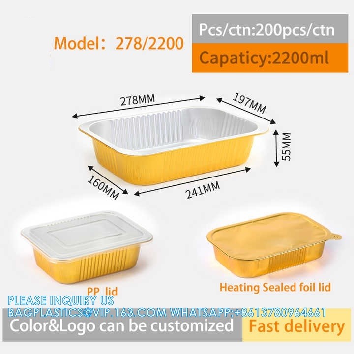 1050ml/220mm Length, Sturdy Aluminum Foil Pans With Lids For Cooking, Baking, Reheating, Freezer, Oven, Recyclable