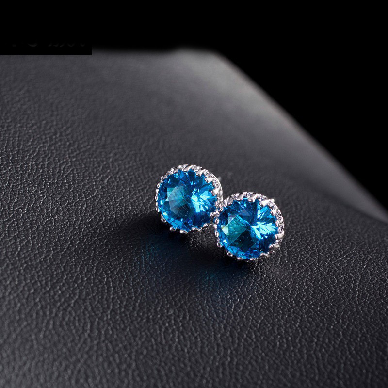 Women Fashion CZ Bling Iced Cubic Zirconia Silver Jewelry Gold Plated CZ Round shape Stud Earrings jewelry set