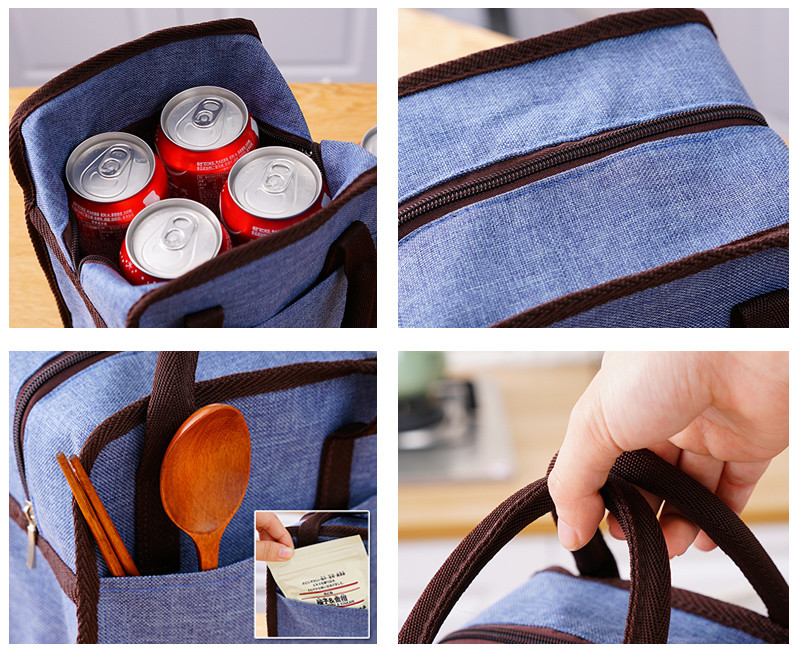 Waterproof Zippered Polyester L18.5cm Insulated Picnic Bag