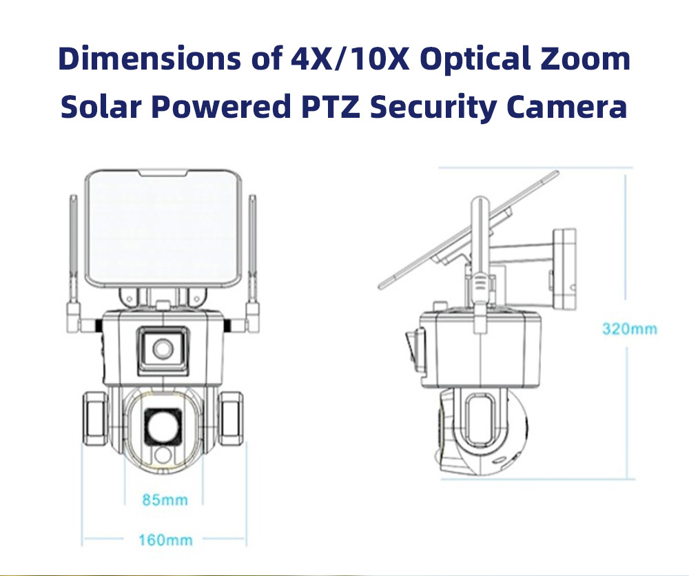 10X Optical Zoom Spotlight Security Camera Human Motion Tracking IP65 Sim Card Camera