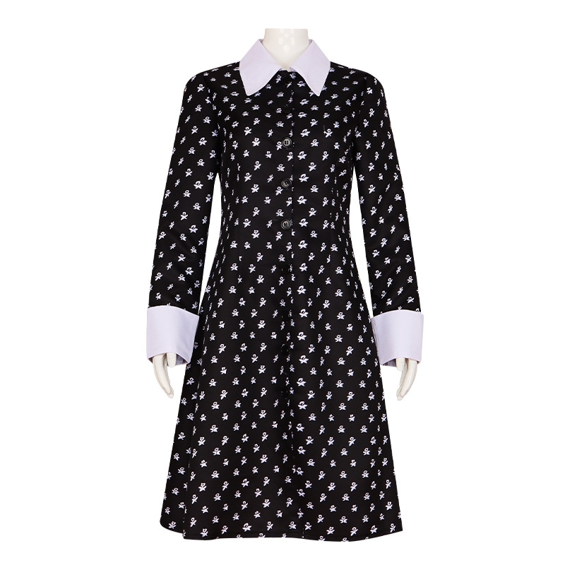 Women's Wednesday Addams Black Skirt Halloween Cosplay Costume for Stage Dancerwear