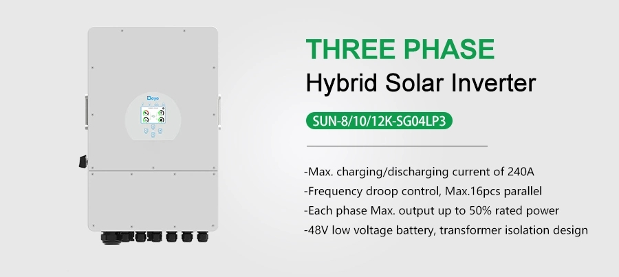 Custom 10kw 60v Hybrid Solar Inverter 40-60V Battery Voltage 2 Times Peak Power