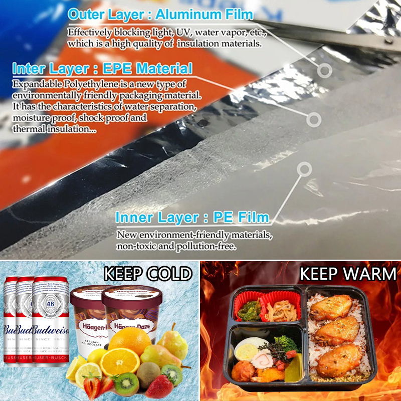 Waterproof VMPET Thermal Hot Cold Insulated Bags 41*49cm Size