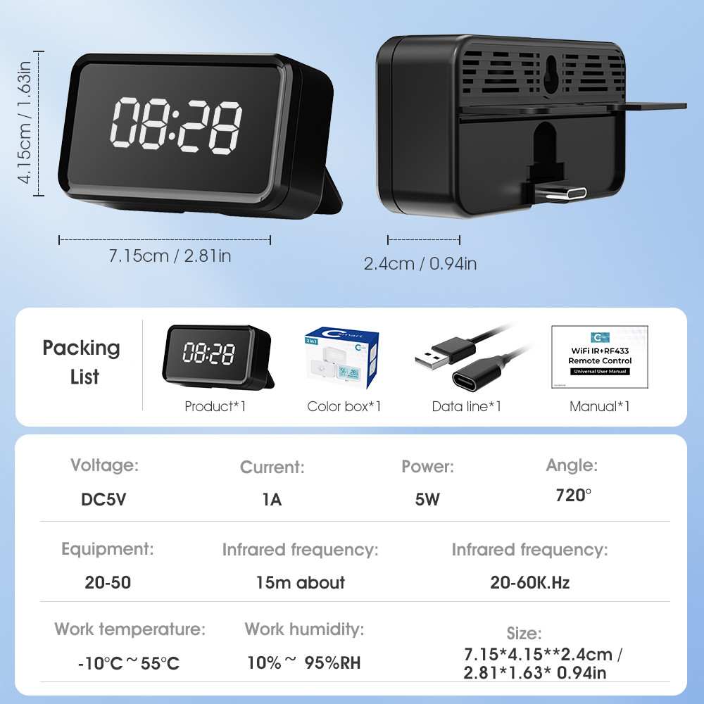 WiFi IR RF433 Smart Universal Remote Control for Air Conditioning TV and More with Alexa Google Voice Control and Tuya Integration