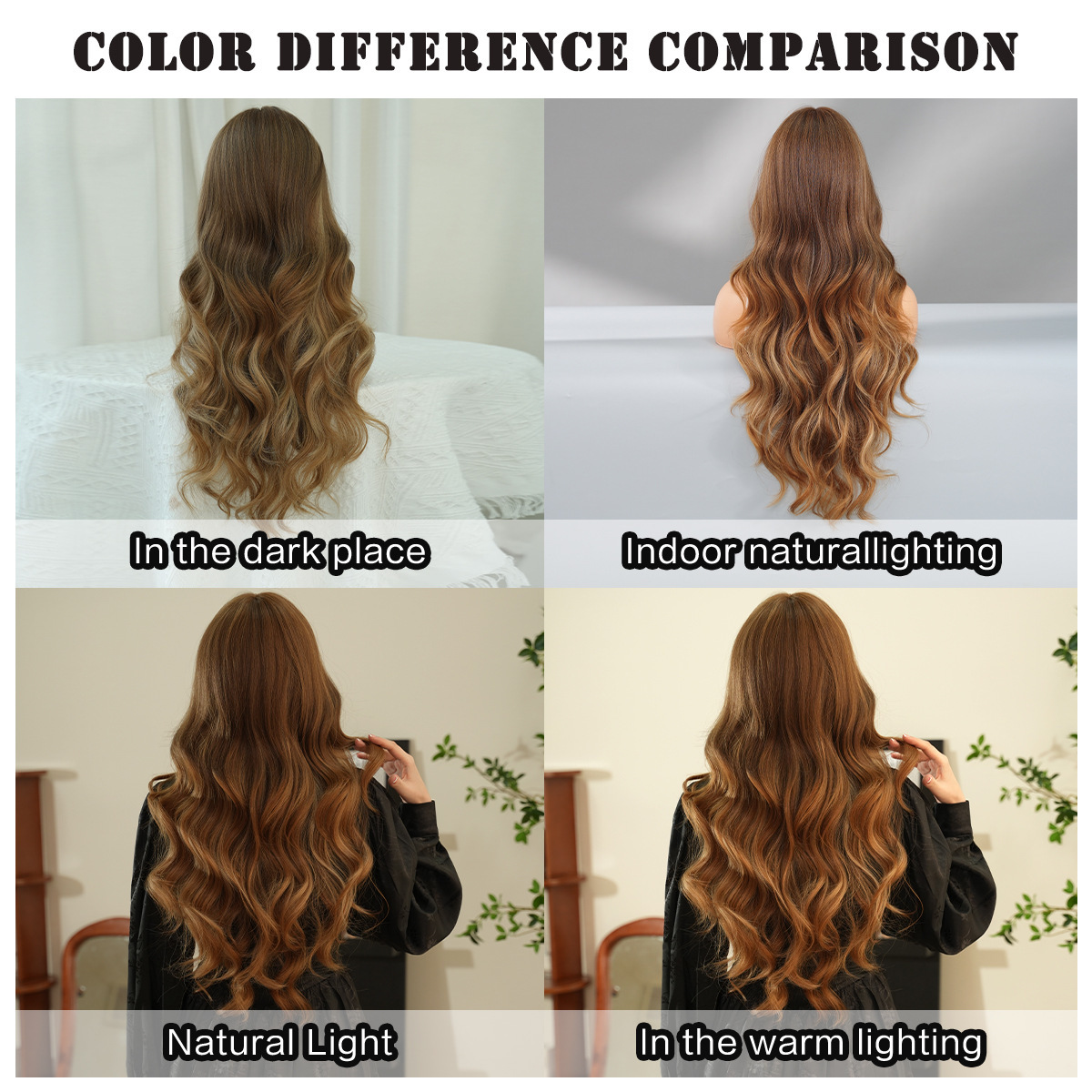 Fashion Long Body Wave Highlighted Hair Brown/Blonde Synthetic Wigs For Women