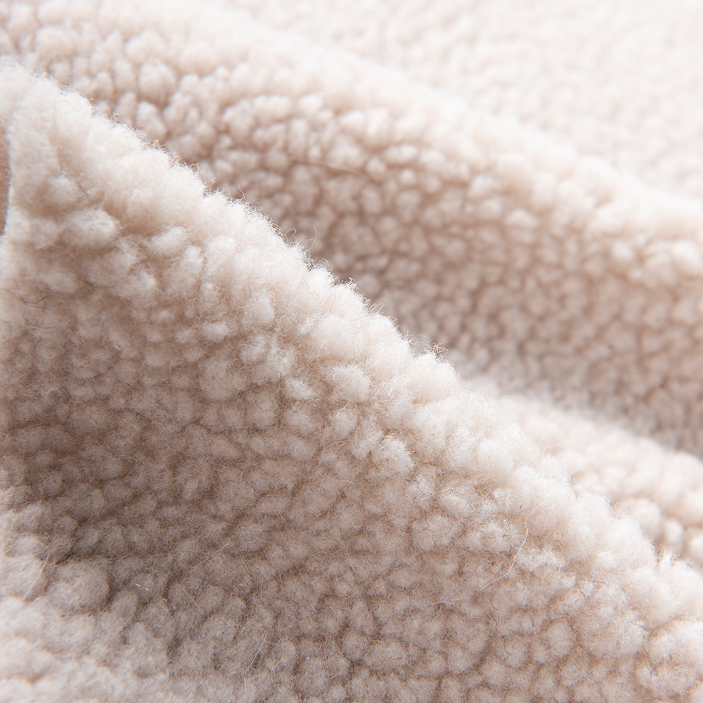 Customizable Yarn Count Sherpa Lamb Borg Wool Plain Plush Fabric for Garment