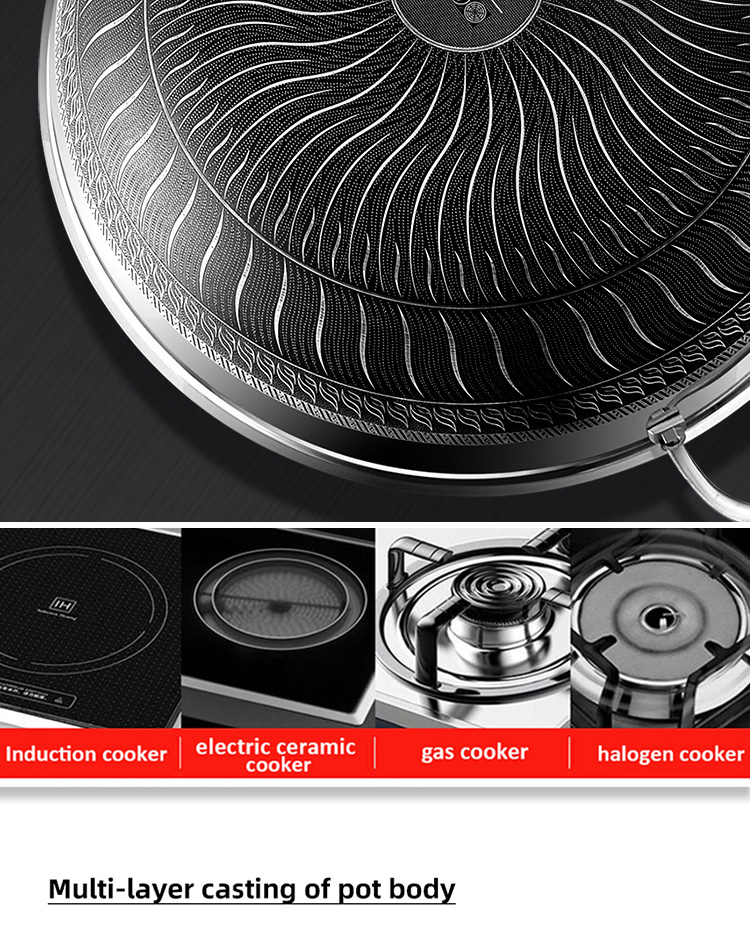 High Capacity Kitchen Wok Pan 18 / 10 Stainless Steel Non Stick