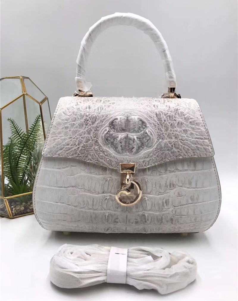 Authentic Crocodile Skin Lady Saddle Purse Genuine Alligator Leather Female Small Handbag Women Crossbody Shoulder Bag