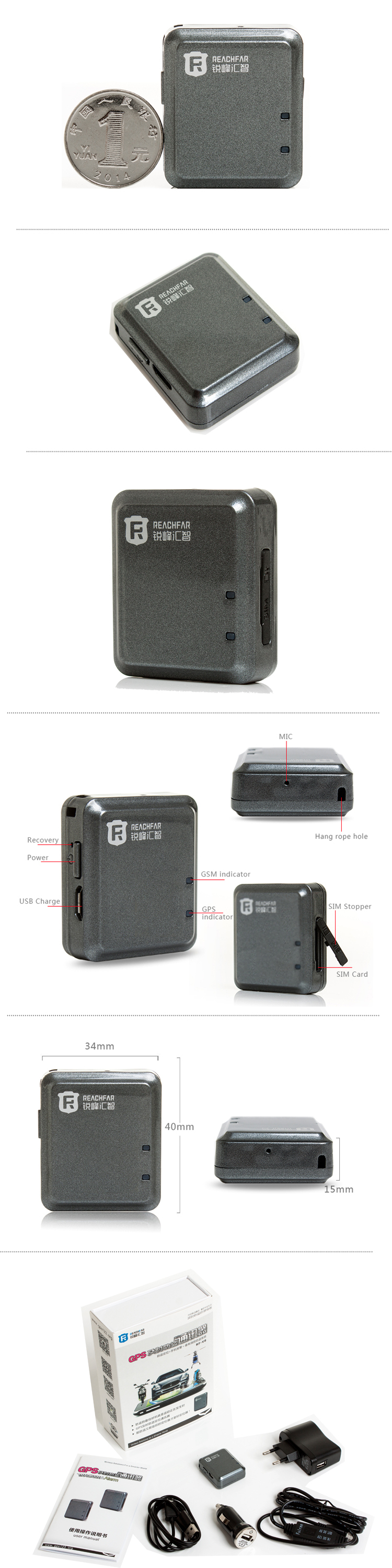 Mini coin size bicycle car gps sms gprs tracker vehicle tracking system with sim card rf-v8