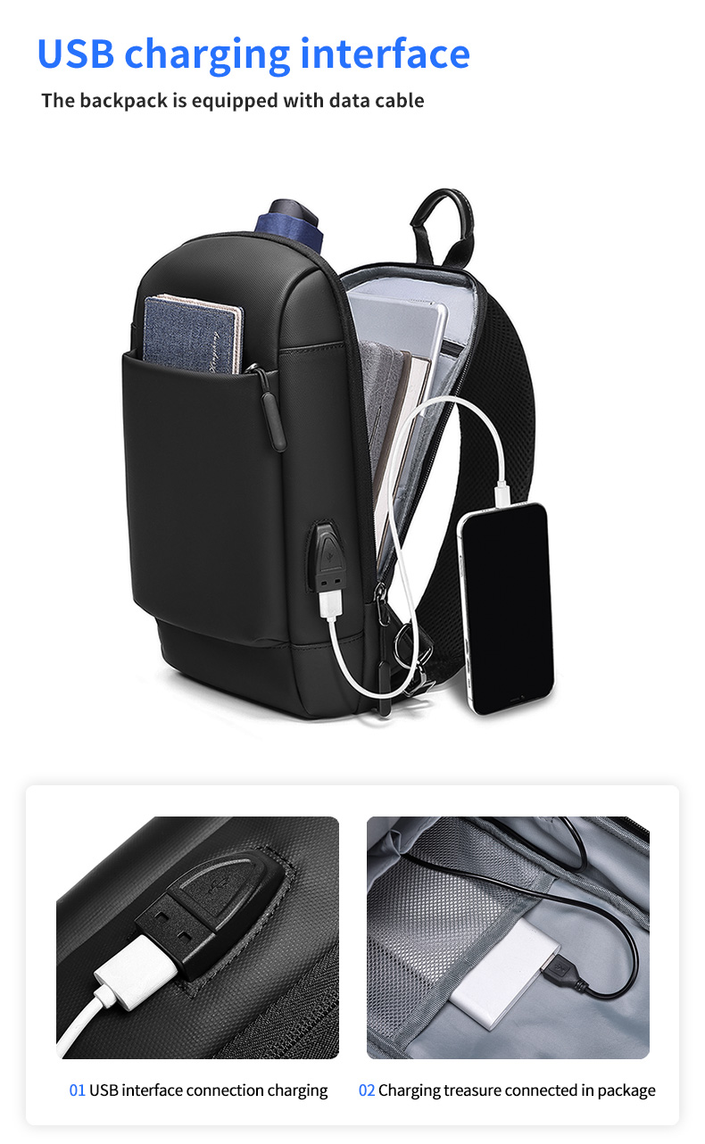 MingLu Anti Splash Fabric Men'S Single Strap Backpack Male Sling Bag